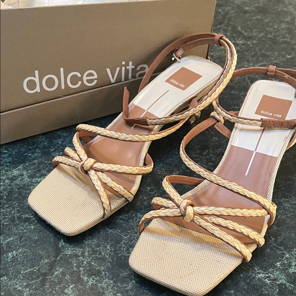 Dolce Vita Women's Brown and Cream Braided Sandals
